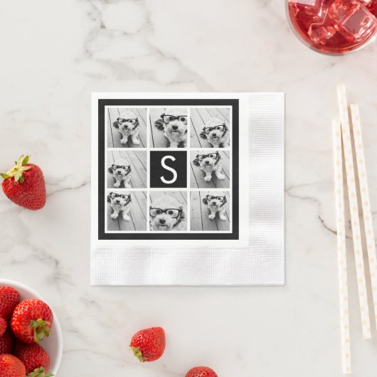 Schwarz-Weiß-FotoCollage - kundenspezifisches Mono Serviette (Beispiel)