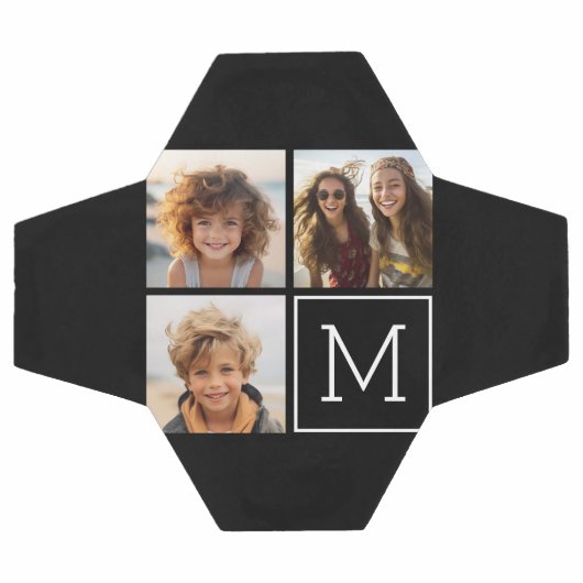 Schwarz-Weiß-FotoCollage mit Monogramm Fußball (Flach)