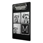 Schwarz-Weiß-FotoCollage mit Monogramm Mini Klemmbrett (Gewinkelt2)