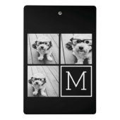 Schwarz-Weiß-FotoCollage mit Monogramm Mini Klemmbrett (Rückseite)