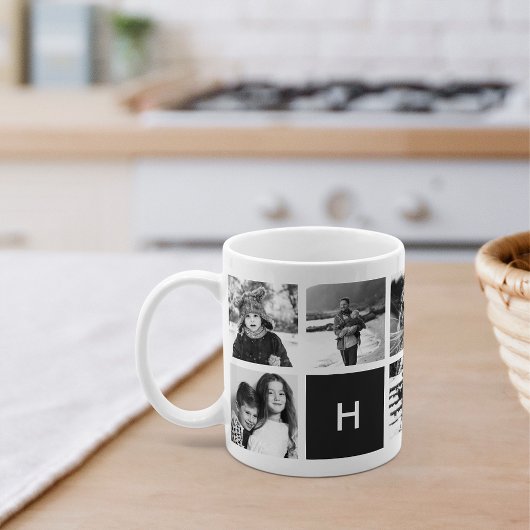 Schwarz-Weiß-FotoCollage Monogram-Tasse Kaffeetasse