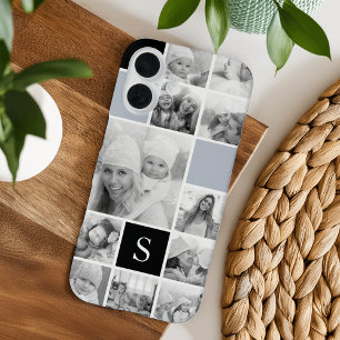 Schwarz-Weiß-FotoCollage & Monogramm iPhone 16 Hülle