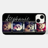 Schwarz-Weiß-Fotocollage-Quadrate mit Namen Case-Mate iPhone Hülle (Rückseite (Horizontal))