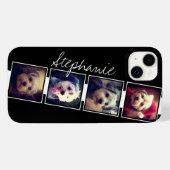 Schwarz-Weiß-Fotocollage-Quadrate mit Namen Case-Mate iPhone Hülle (Rückseite (Horizontal))