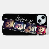 Schwarz-Weiß-Fotocollage-Quadrate mit Namen Case-Mate iPhone Hülle (Rückseite (Horizontal))