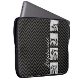 Schwarz-Weiß-Fotocollage-Quadrate mit Namen Laptopschutzhülle (Vorne Rechts)