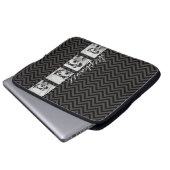 Schwarz-Weiß-Fotocollage-Quadrate mit Namen Laptopschutzhülle (Vorne Knopf)