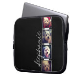 Schwarz-Weiß-Fotocollage-Quadrate mit Namen Laptopschutzhülle (Vorderseite Links)