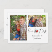 Schwarz-Weiß-FotoCollage Save the Date Ankündigungspostkarte (Vorne/Hinten)