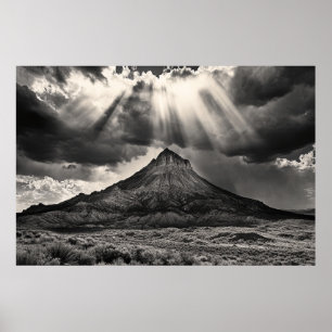 Schwarz-Weiß-Fotografie des Sleeping Ute Mountain Poster