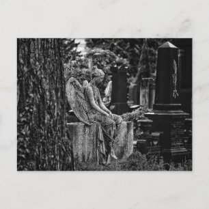 Schwarz-Weiß-Fotografie melancholischer Engel Postkarte