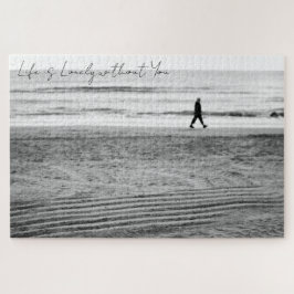 Schwarz-Weiß-Fotografie mit Küstenlandschaft Puzzle