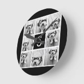 Schwarz-Weiß-Fotolack Benutzerdefiniertes Monogram Runde Wanduhr (Winkel)