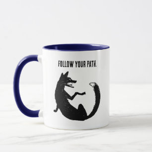 Schwarz-Weiß-Fox-Tribal Tattoo-Symbol Tasse