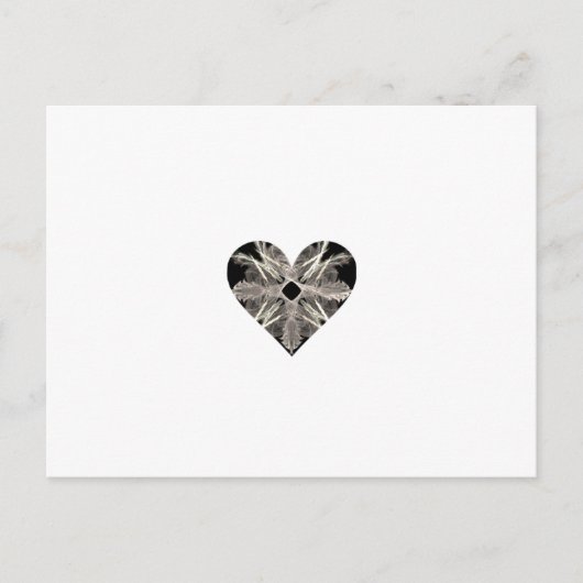 Schwarz-Weiß-Fraktal Herzform Postkarte (Vorderseite)