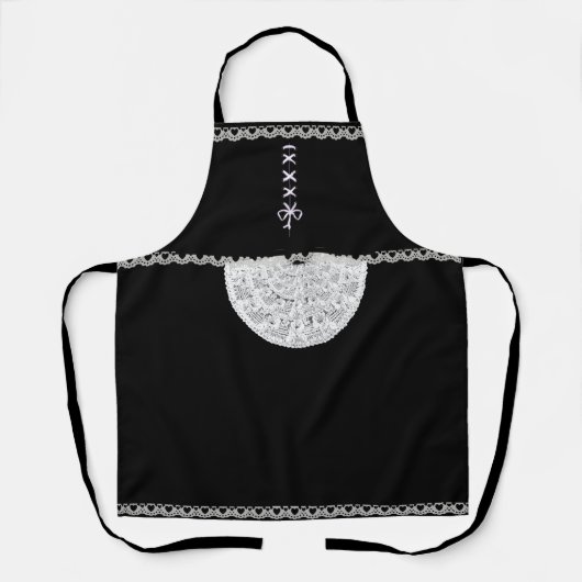 Schwarz-Weiß-Französisch-Mädchen Schürze (Vorderseite)