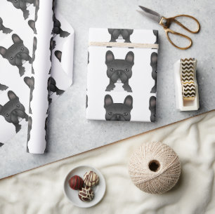 Schwarz-Weiß-Französische-Bulldogge-Cartoon-Hund-M Geschenkpapier