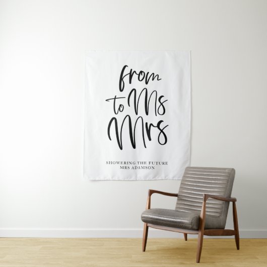 Schwarz-Weiß-Frau an Brautparty Backdrop Wandteppich (Beispiel)