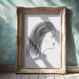 Schwarz-Weiß-Frauenprofil-Skizze Galerie-Wand Poster