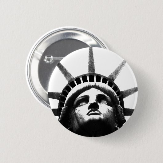 Schwarz-Weiß-Freiheitsstatue Button (Vorne & Hinten)