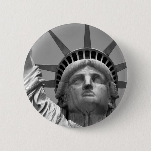 Schwarz-Weiß-Freiheitsstatue New York Button (Vorderseite)