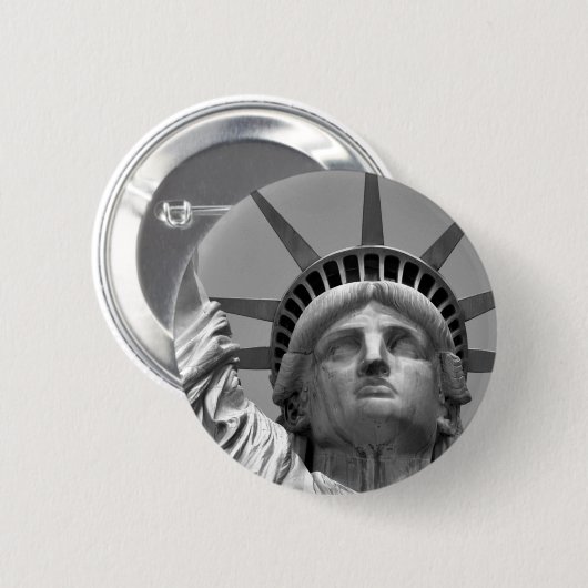 Schwarz-Weiß-Freiheitsstatue New York Button (Vorne & Hinten)