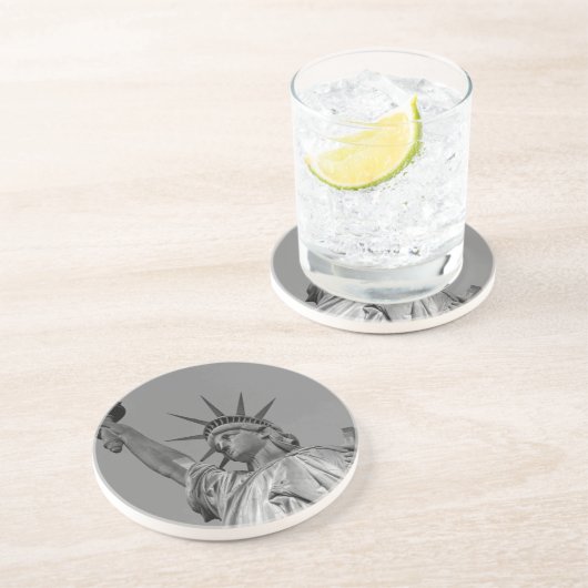 Schwarz-Weiß-Freiheitsstatue New York Getränkeuntersetzer (Seite)