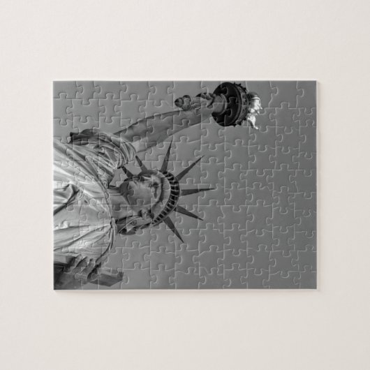 Schwarz-Weiß-Freiheitsstatue New York Puzzle (Horizontal)