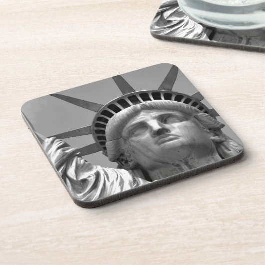 Schwarz-Weiß-Freiheitsstatue New York Untersetzer (Linke Seite)