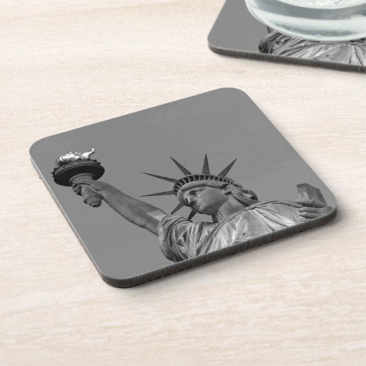 Schwarz-Weiß-Freiheitsstatue New York Untersetzer (Linke Seite)
