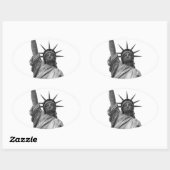 Schwarz-Weiß-Freiheitsstatue Ovaler Aufkleber (Blatt)