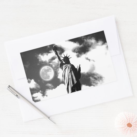 Schwarz-Weiß-Freiheitsstatue Rechteckiger Aufkleber (Umschlag)