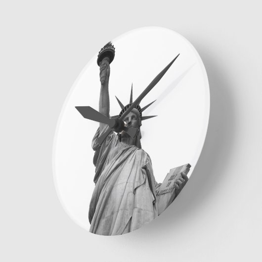 Schwarz-Weiß-Freiheitsstatue Runde Wanduhr (Winkel)