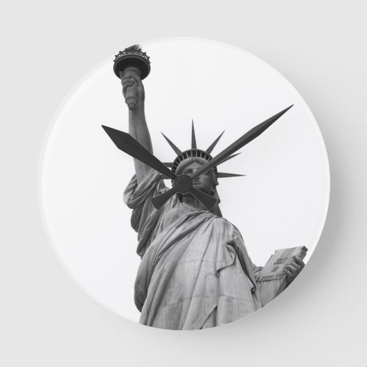 Schwarz-Weiß-Freiheitsstatue Runde Wanduhr (Vorderseite)
