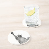 Schwarz-Weiß-Freiheitsstatue Sandstein Untersetzer (Seite)