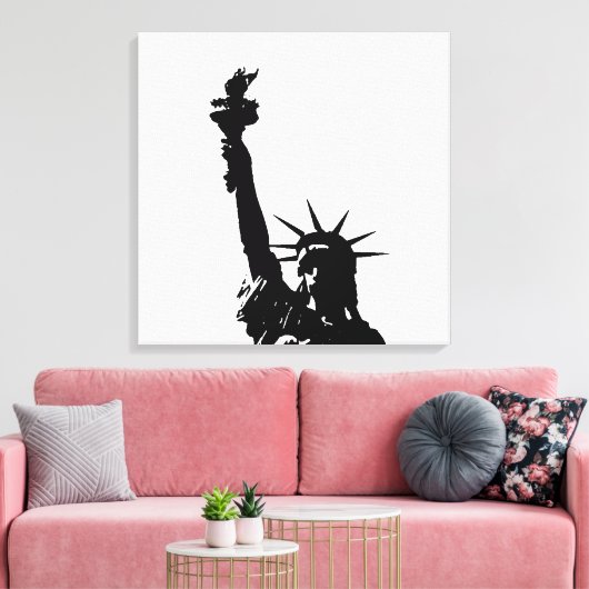Schwarz-Weiß-Freiheitsstatue ummantelte Leinwand (Insitu (Wohnzimmer))