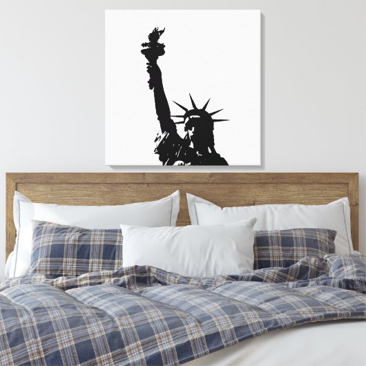 Schwarz-Weiß-Freiheitsstatue ummantelte Leinwand (Insitu (Schlafzimmer))