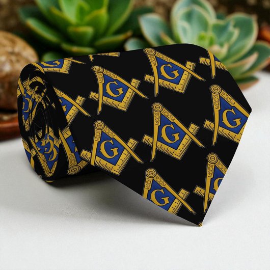 Schwarz-Weiß-Freimaurermuster Krawatte