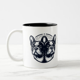 Schwarz & Weiß Frenchie Snore Explorer Zweifarbige Tasse
