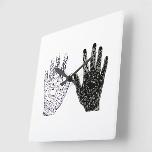 Schwarz-Weiß-Freundschaft Quadratische Wanduhr (Winkel)