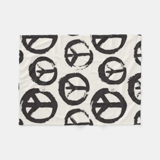 Schwarz-Weiß-Friedensschild-Fleecedecke Fleecedecke (Vorderseite (Horizontal))