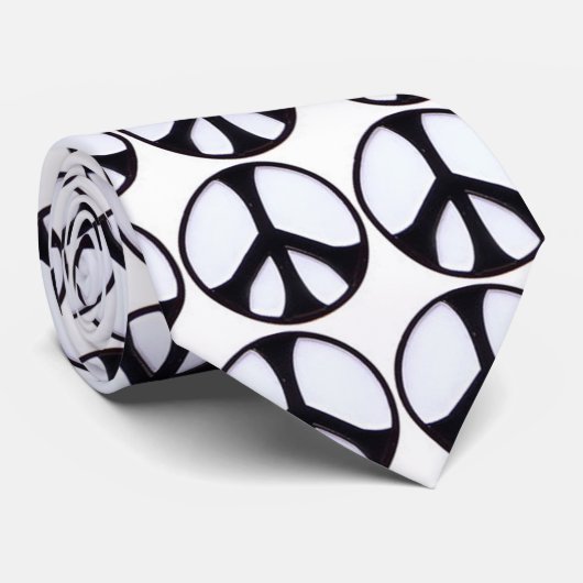 Schwarz-Weiß-Friedenssymbol Krawatte (Gerollt)