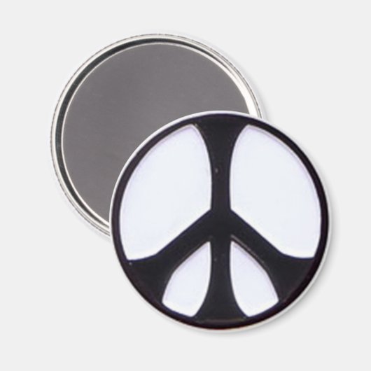 Schwarz-Weiß-Friedenssymbol Magnet (Vorderseite/Rückseite)
