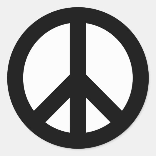 Schwarz-Weiß-Friedenssymbol Runder Aufkleber (Vorderseite)