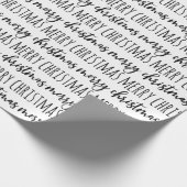 Schwarz-weiß frohe Weihnachten Geschenkpapier (Ecke)