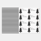 Schwarz-Weiß-frohe Weihnachtsbaum Streifen Geschenkpapier Set (Vorderseite 2)