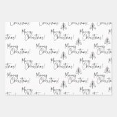 Schwarz-Weiß-frohe Weihnachtsbaum Streifen Geschenkpapier Set (Vorderseite)