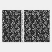 Schwarz-Weiß Frohe Weihnachtsbäume Urlaub Geschenkpapier Set (Vorderseite 3)