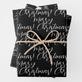 Schwarz-weiß frohe Weihnachtsbaumnacht Wrapping Geschenkpapier Set (Beispiel)