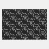 Schwarz-weiß frohe Weihnachtsbaumnacht Wrapping Geschenkpapier Set (Vorderseite)